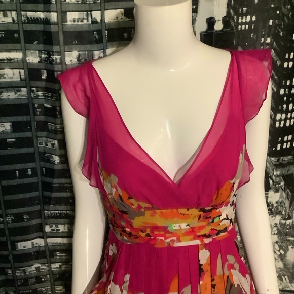 BCBGMaxazria Floral Silk Maxi Dress with Pockets - Picture 2 of 11
